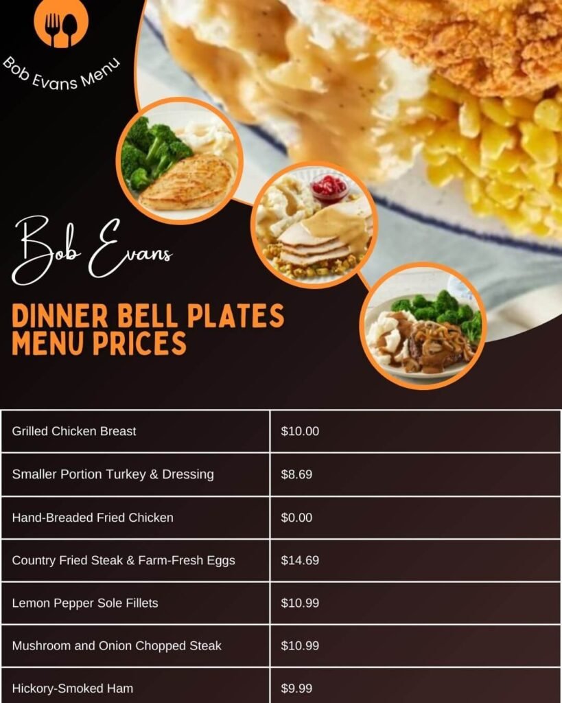 Bob Evans Dinner Bell Plates Menu Prices