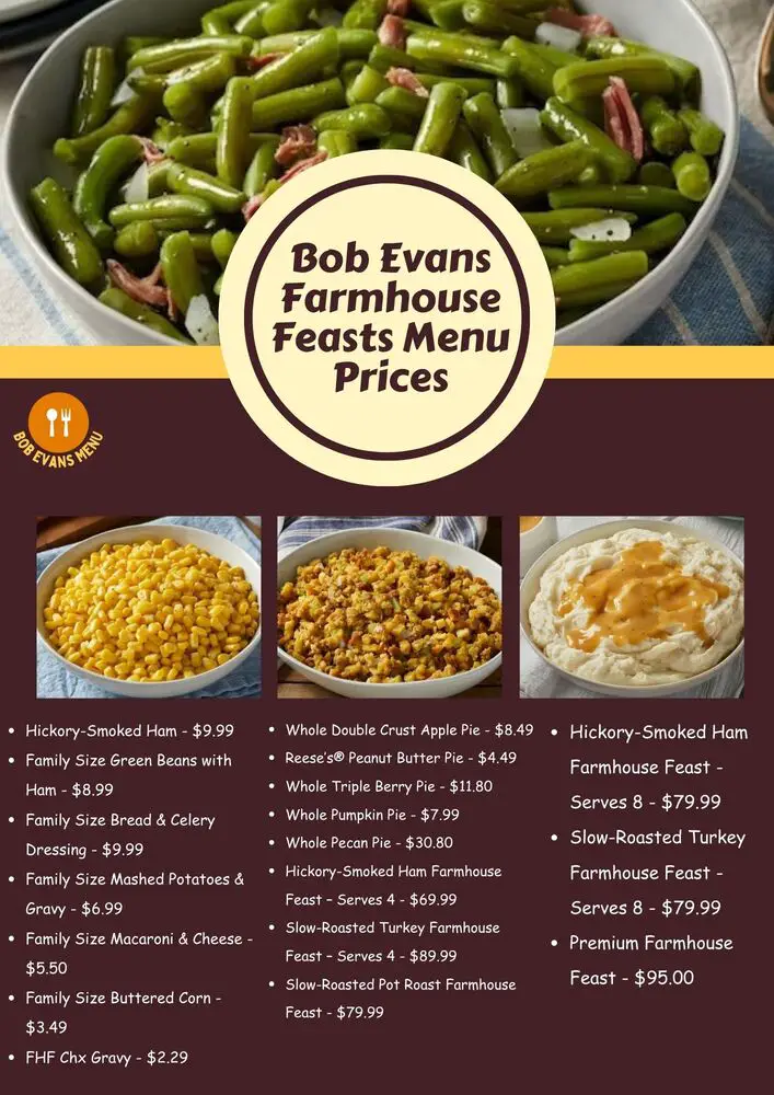 Bob Evans Farmhouse Feasts Menu