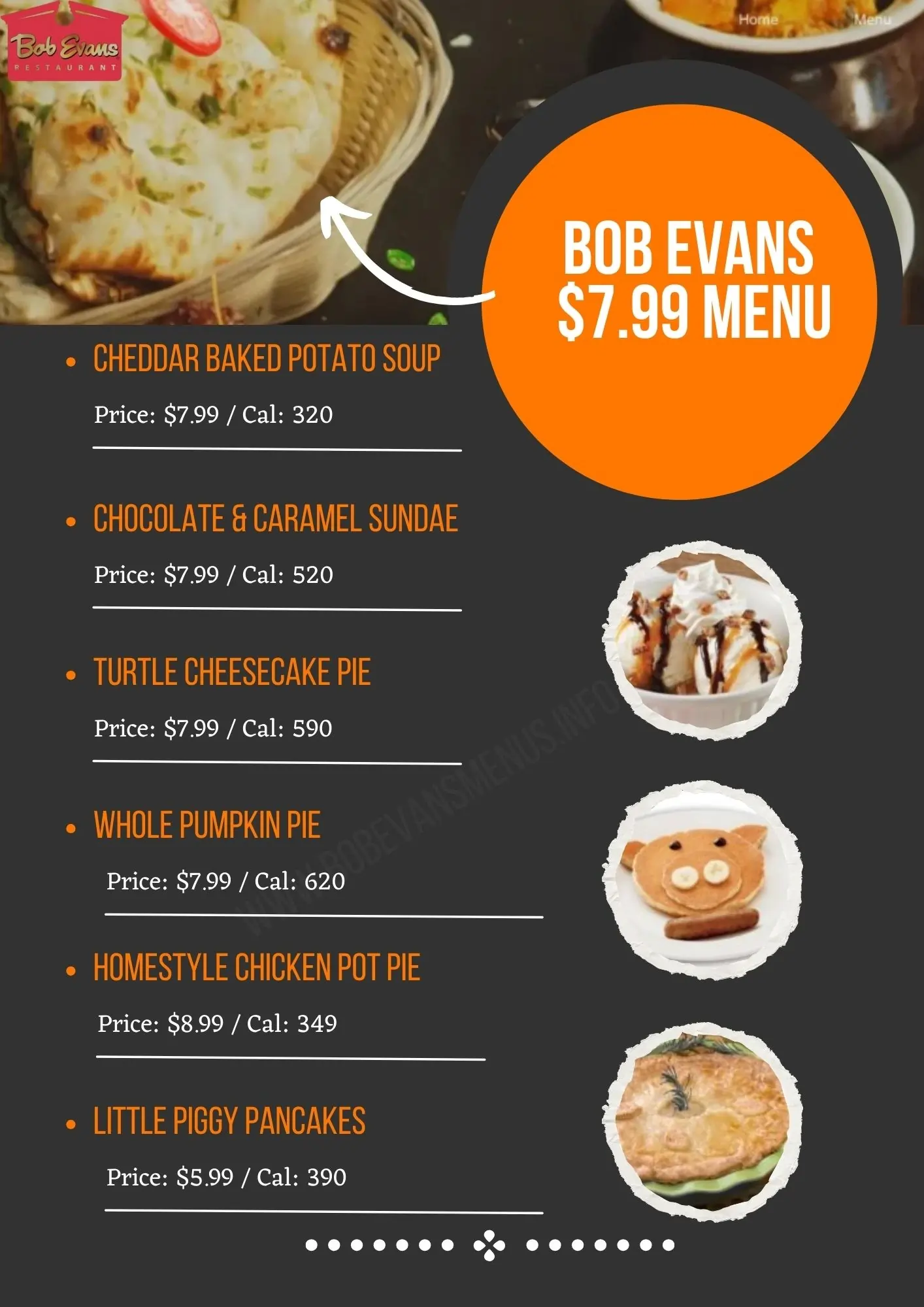 Bob Evans $7.99 Menu