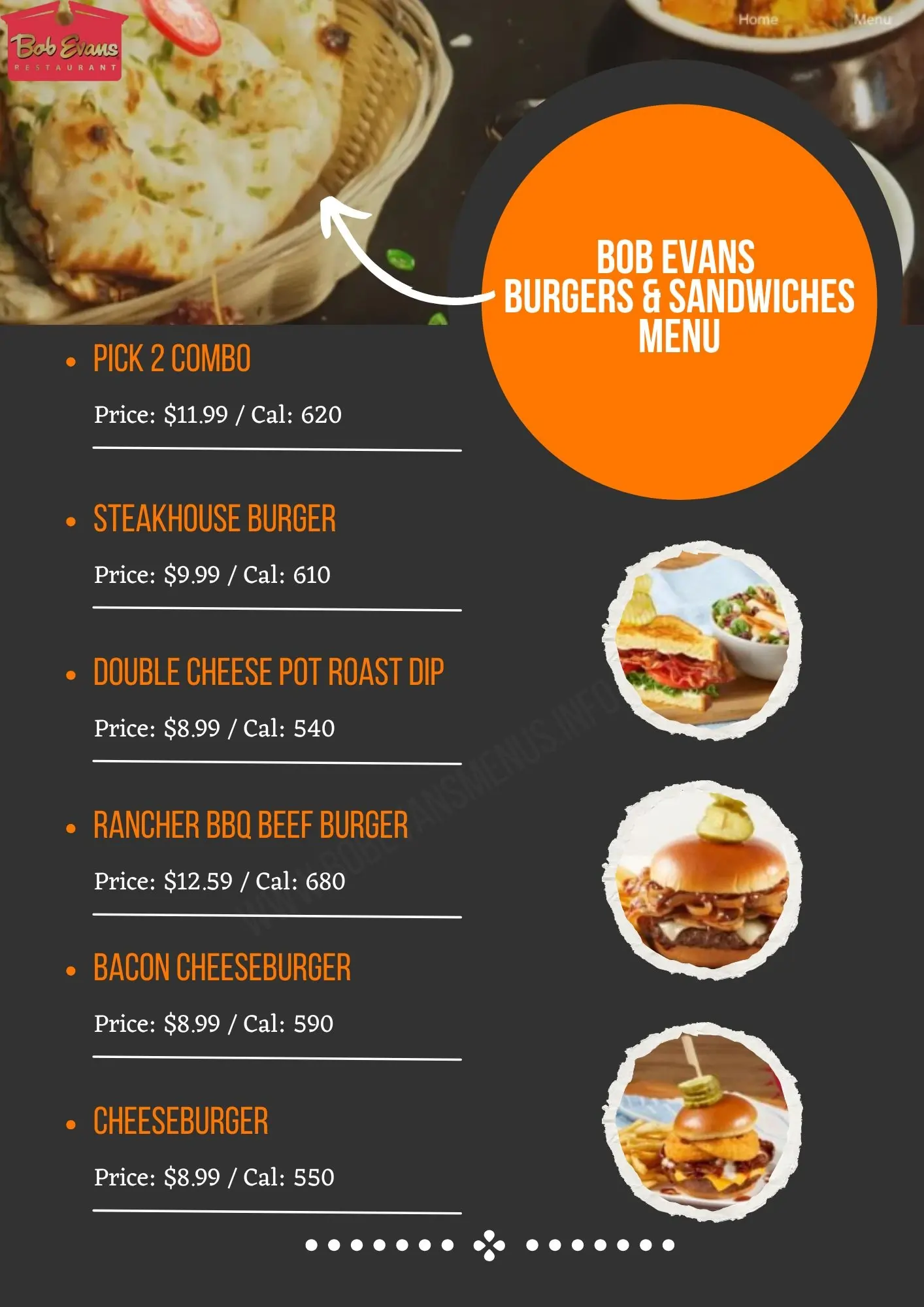 Bob Evans Burger And Sandwich Menu