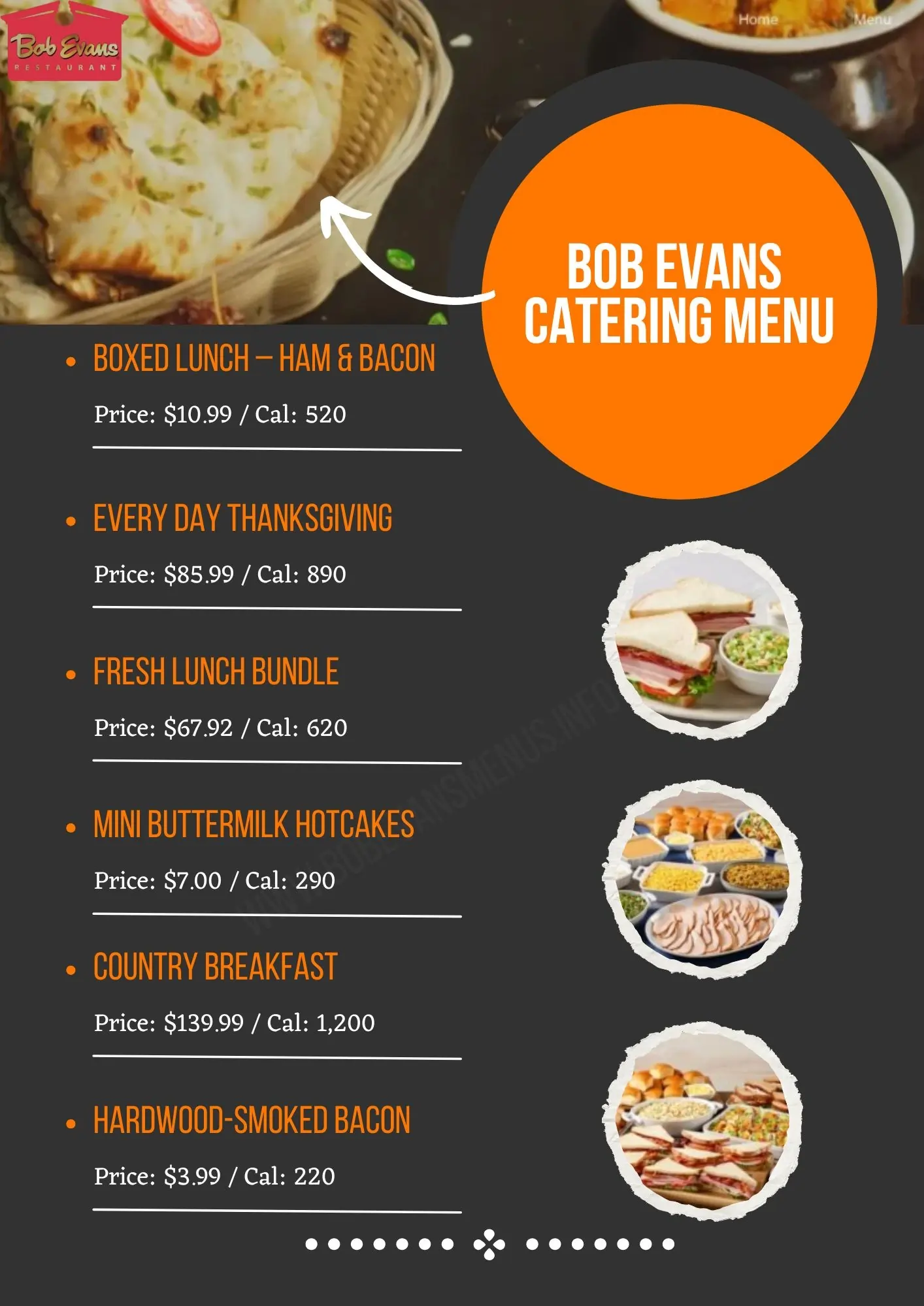 Bob Evans Catering Menu