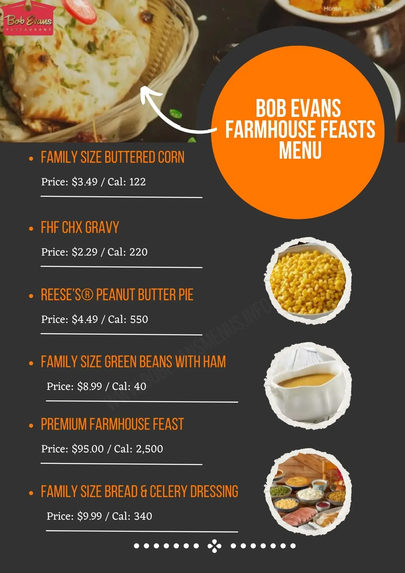 Bob Evans Farmhouse Feasts Menu