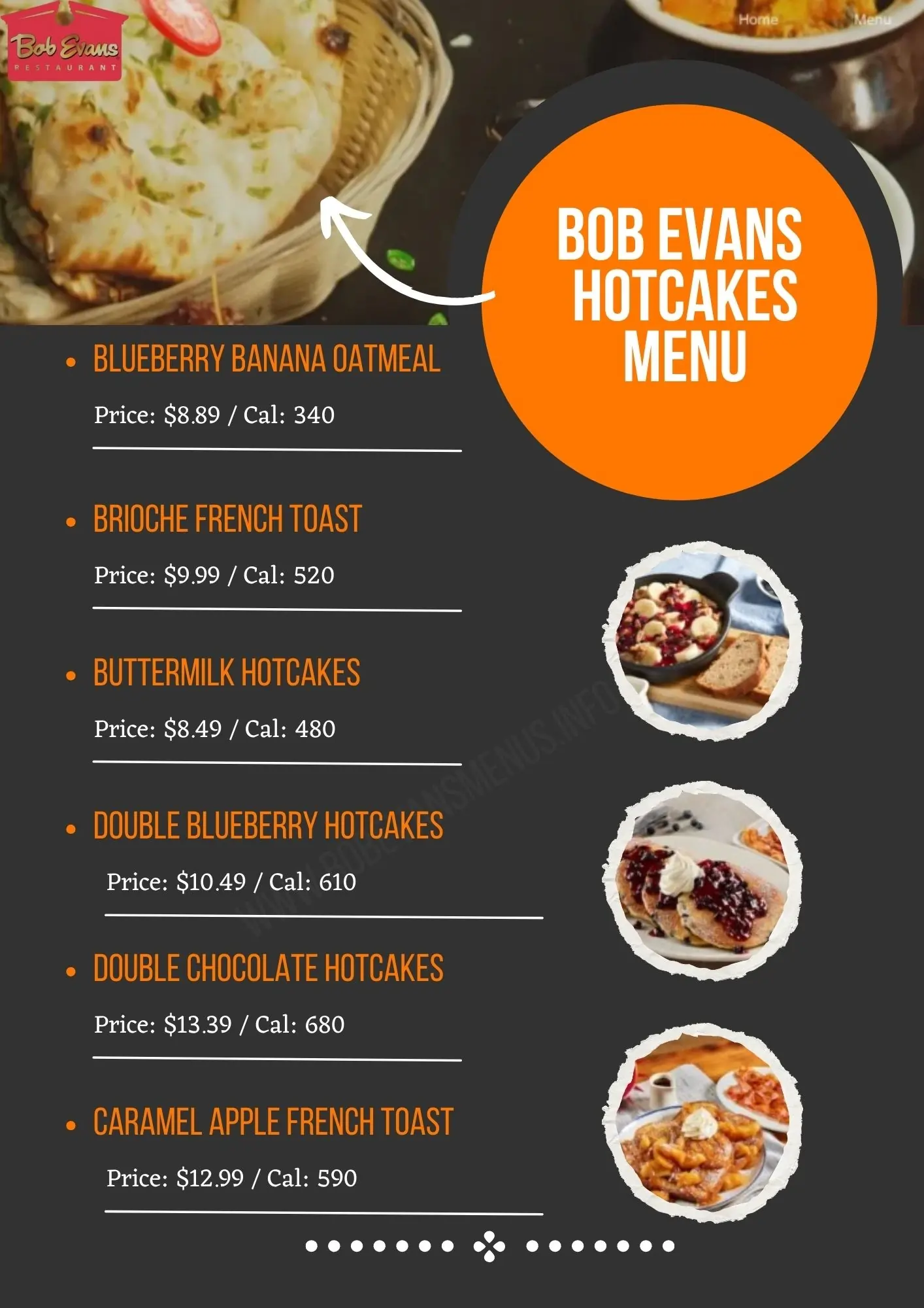 Bob Evans Hotcakes Menu