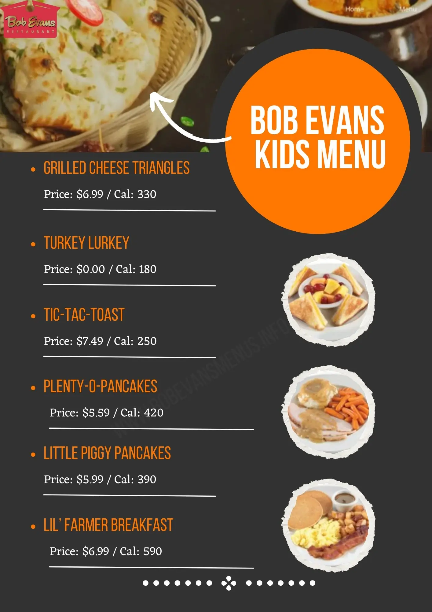 Bob Evans Kids Menu