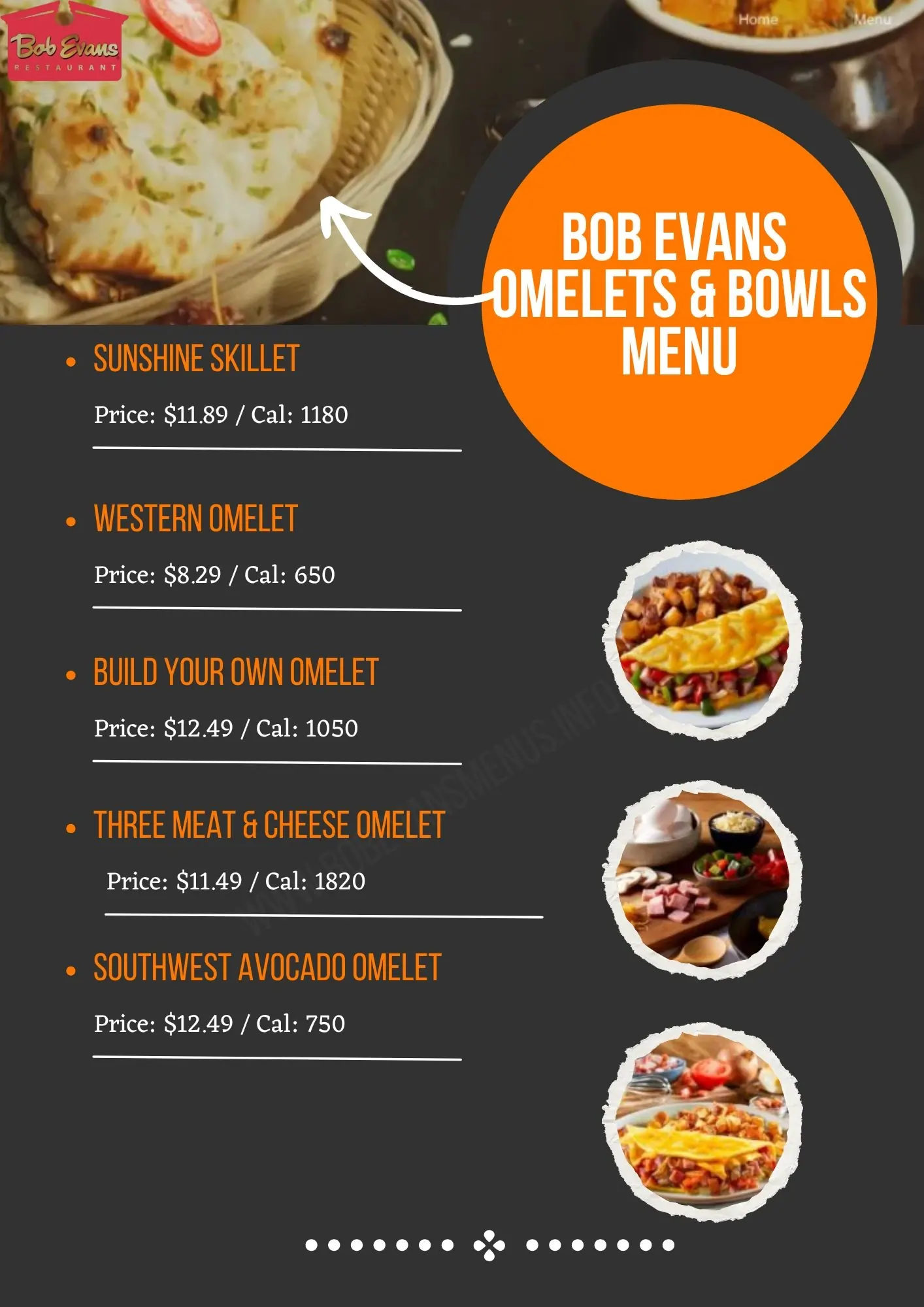 Bob Evans Omelets & Bowls Menu