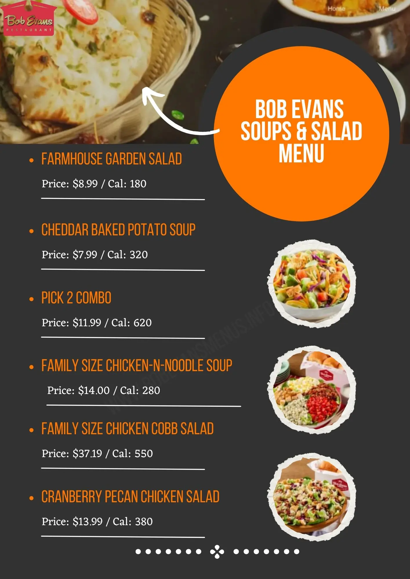 Bob Evans Soups & Salad Menu